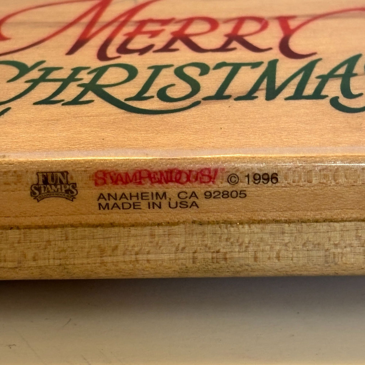 Stampendous Rubber Stamp Merry Christmas Cardmaking Words Sentiment Wood Mounted