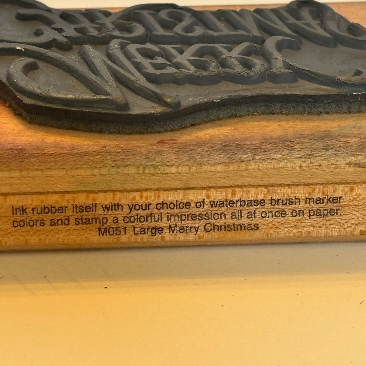 Stampendous Rubber Stamp Merry Christmas Cardmaking Words Sentiment Wood Mounted