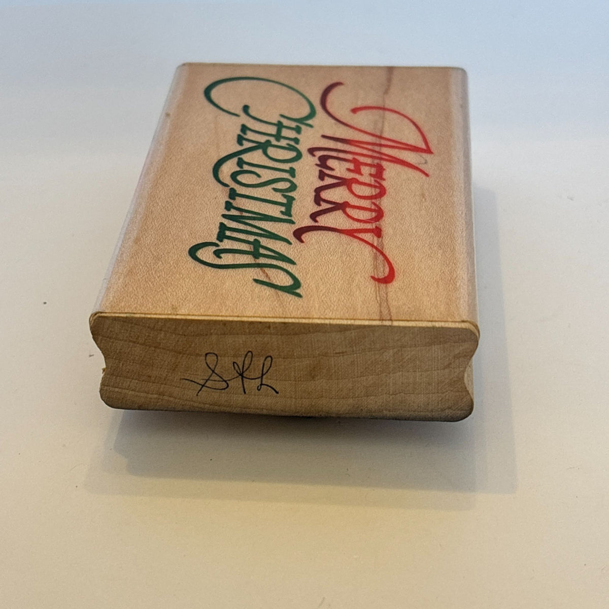 Stampendous Rubber Stamp Merry Christmas Cardmaking Words Sentiment Wood Mounted