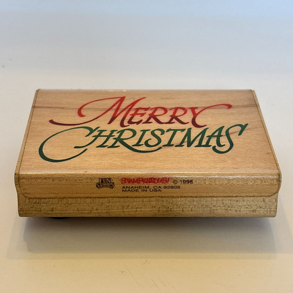 Stampendous Rubber Stamp Merry Christmas Cardmaking Words Sentiment Wood Mounted