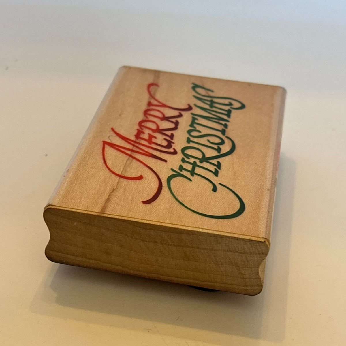 Stampendous Rubber Stamp Merry Christmas Cardmaking Words Sentiment Wood Mounted