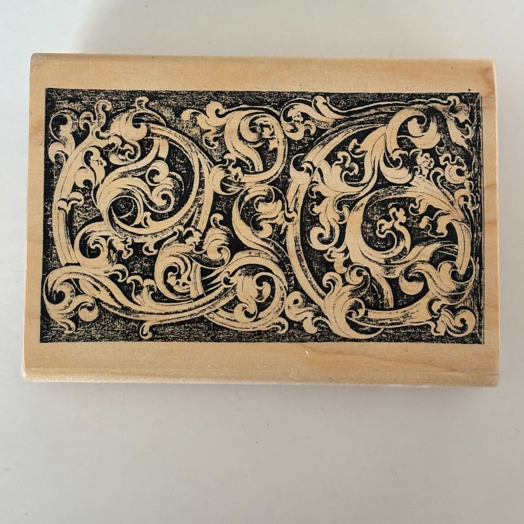 A Stamp In The Hand Rubber Stamp Ornate Scroll Pattern Swirls Scrollwork Cardmaking Baroque