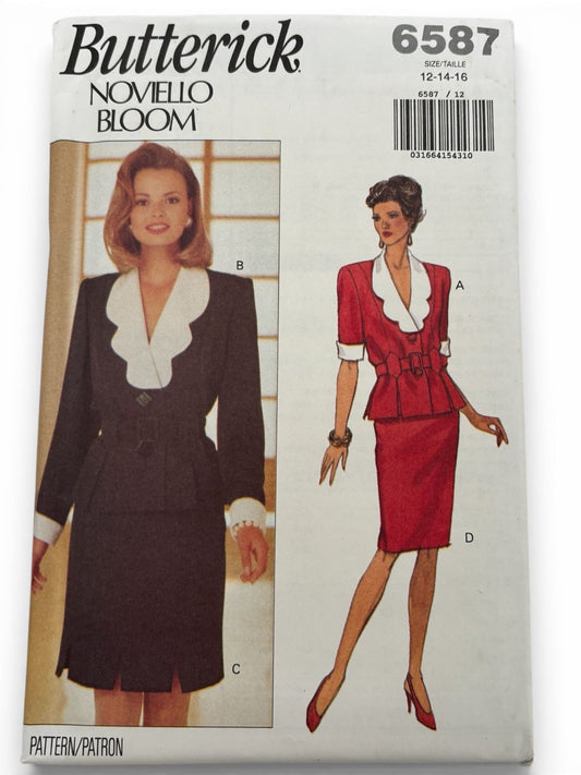 Butterick Sewing Pattern 6587 Power Suit Officewear Skirt Career Work 12-16 UC