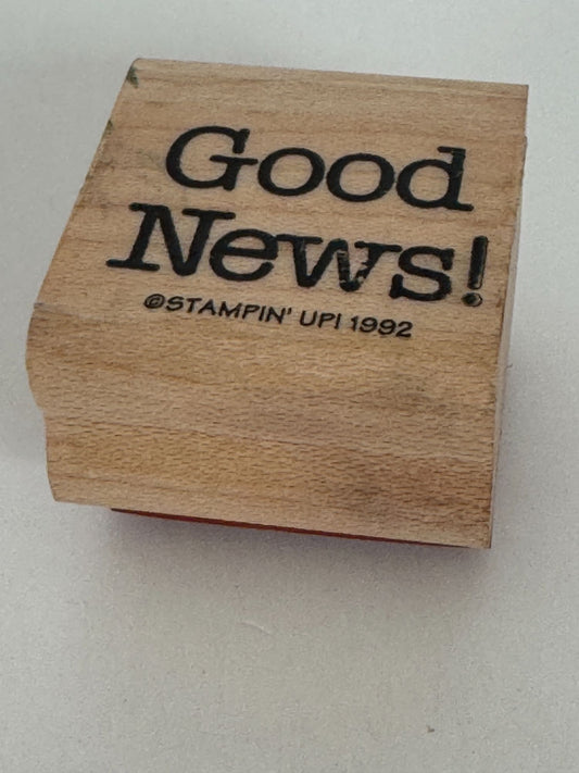 Stampin Up Rubber Stamp Good News Celebration Baby Announcement Card Making Word