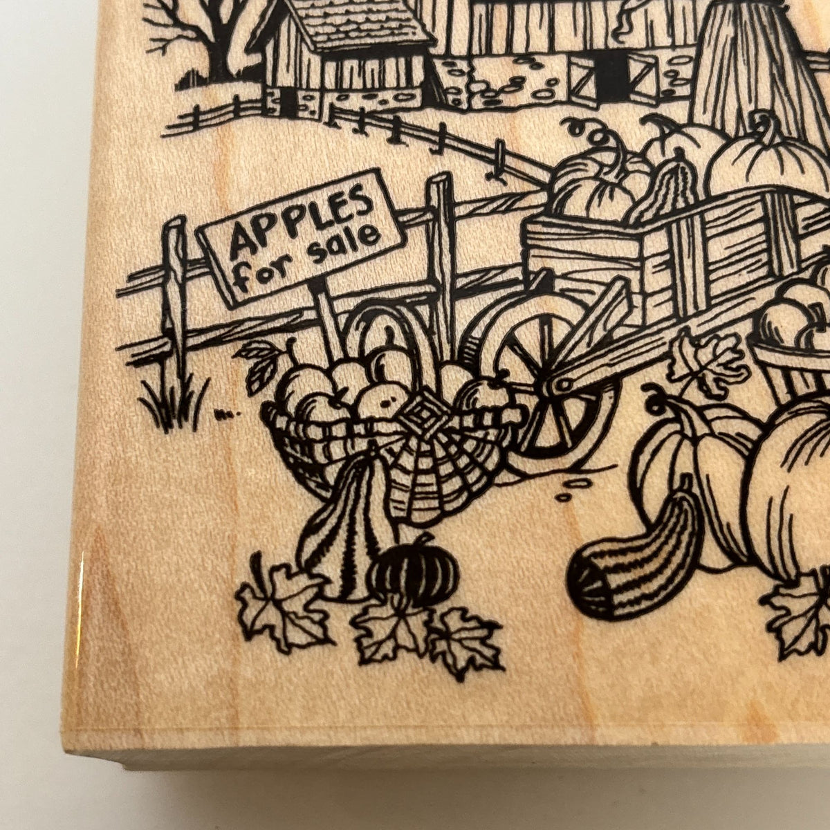 Embossing Arts Rubber Stamp Apples for Sale Farm Scene Harvest Wagon Cardmaking  Pumpkins Thanksgiving