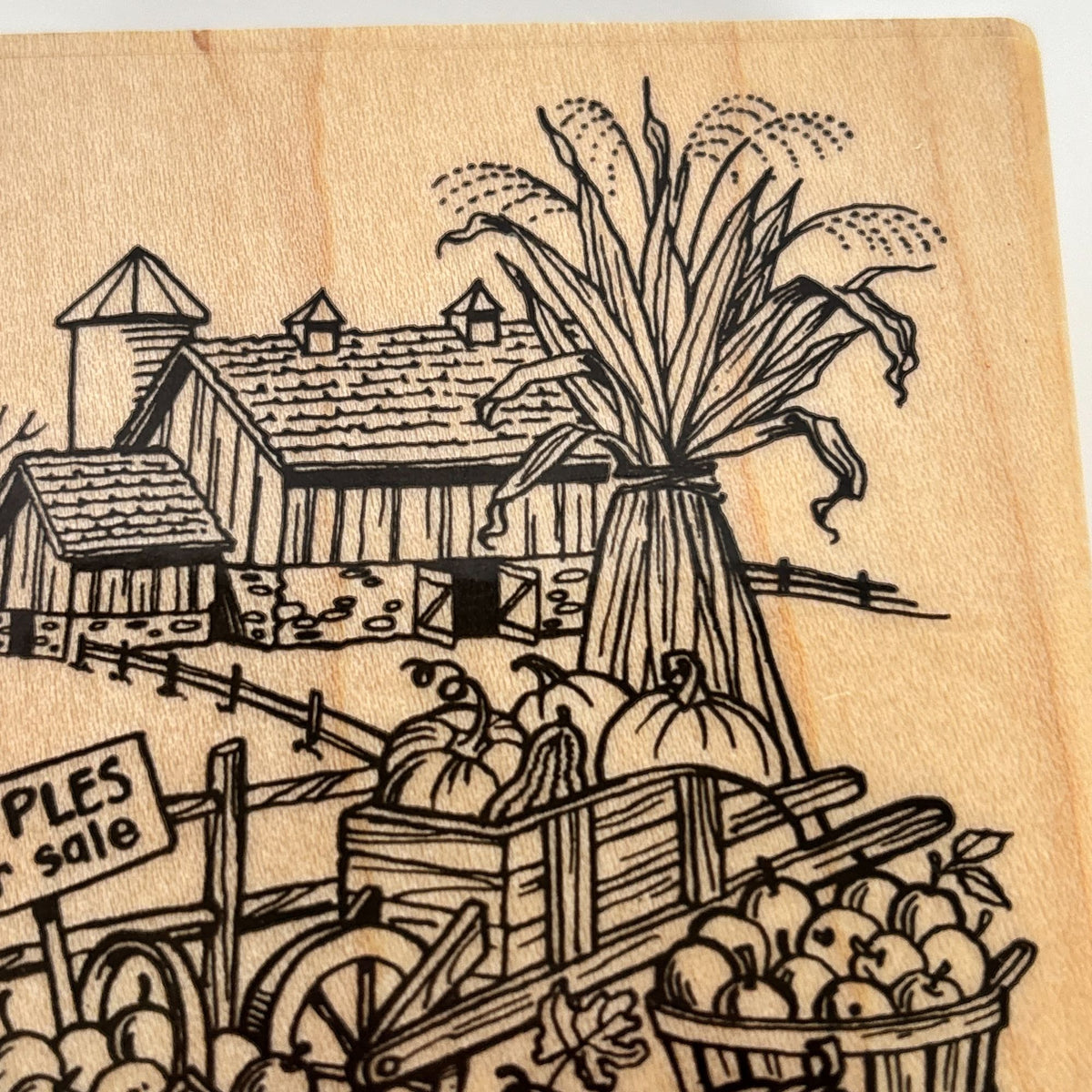 Embossing Arts Rubber Stamp Apples for Sale Farm Scene Harvest Wagon Cardmaking  Pumpkins Thanksgiving