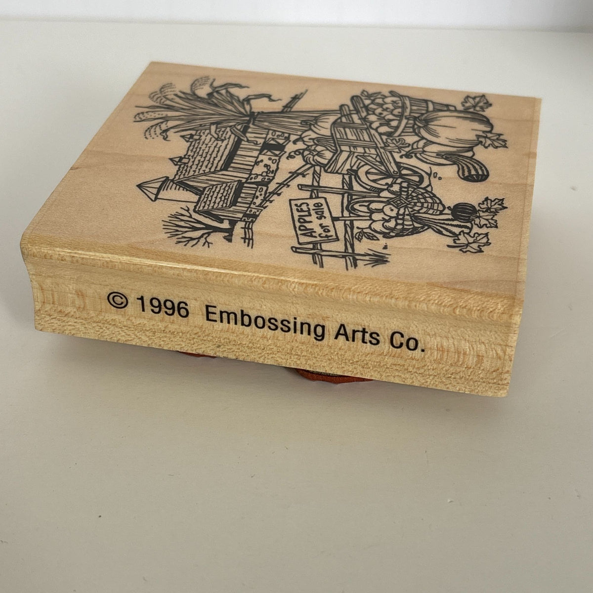 Embossing Arts Rubber Stamp Apples for Sale Farm Scene Harvest Wagon Cardmaking  Pumpkins Thanksgiving