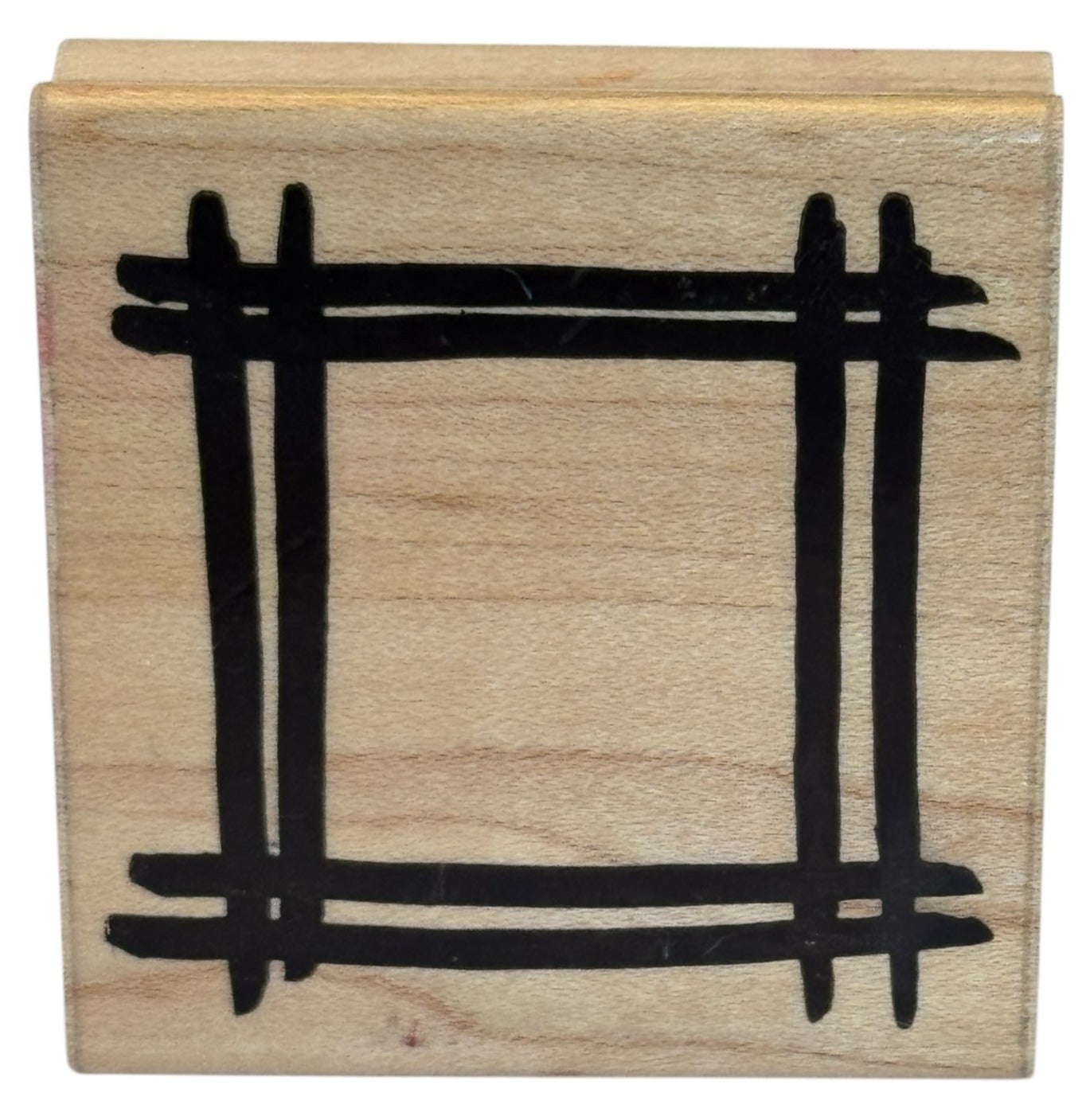 JRL Design Rubber Stamp Brushed Frame Square Lines Card Making Wood Mounted Art