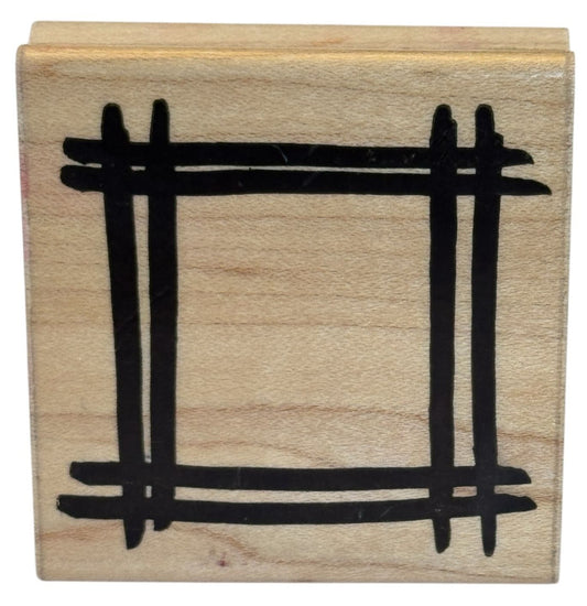 JRL Design Rubber Stamp Brushed Frame Square Lines Card Making Wood Mounted Art