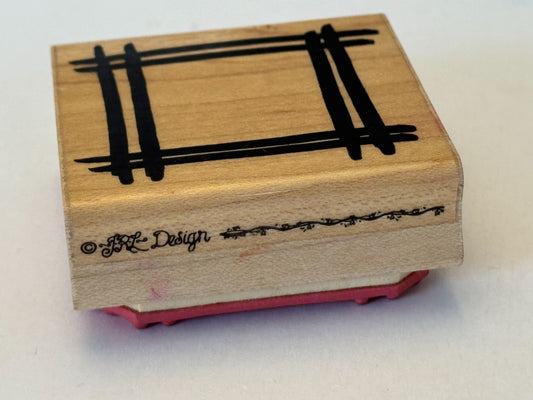 JRL Design Rubber Stamp Brushed Frame Square Lines Card Making Wood Mounted Art