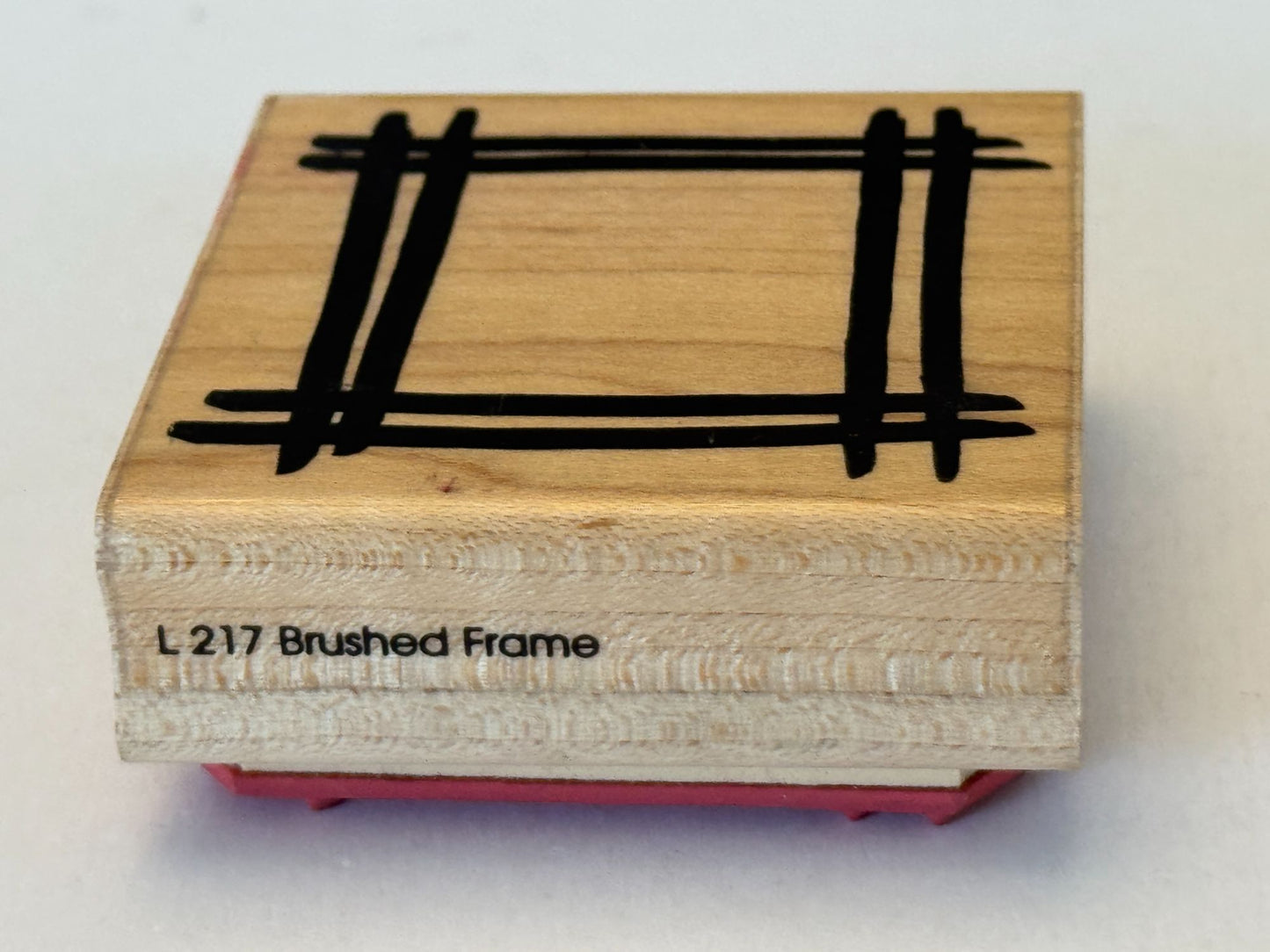 JRL Design Rubber Stamp Brushed Frame Square Lines Card Making Wood Mounted Art