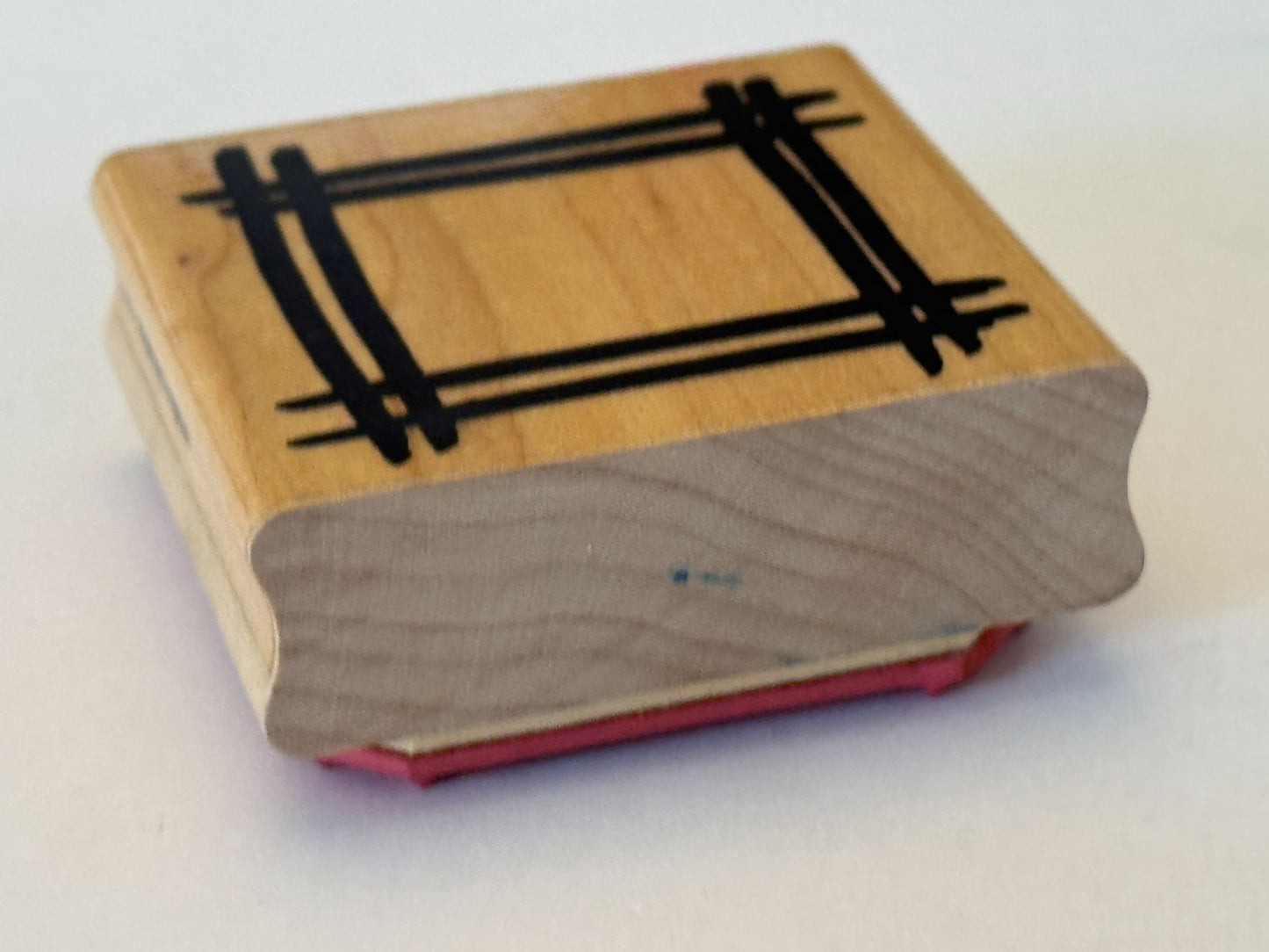JRL Design Rubber Stamp Brushed Frame Square Lines Card Making Wood Mounted Art
