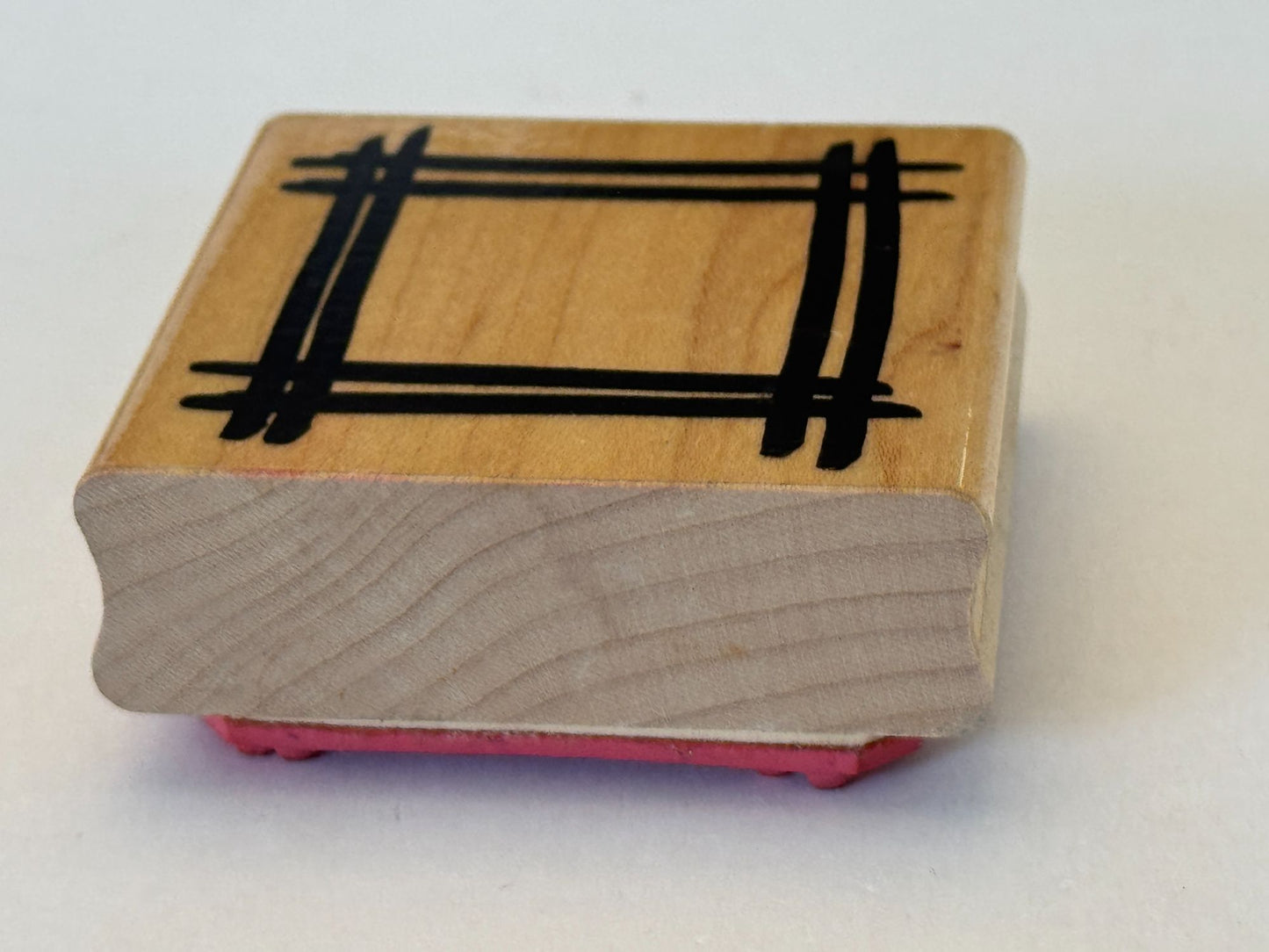 JRL Design Rubber Stamp Brushed Frame Square Lines Card Making Wood Mounted Art
