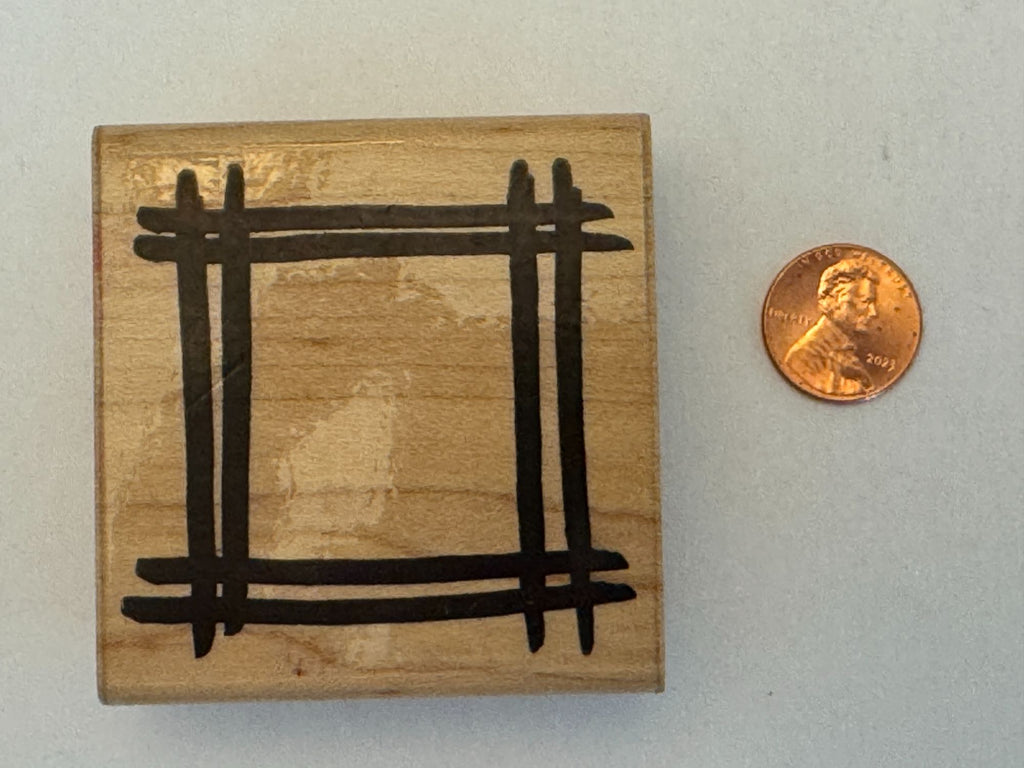JRL Design Rubber Stamp Brushed Frame Square Lines Card Making Wood Mounted Art