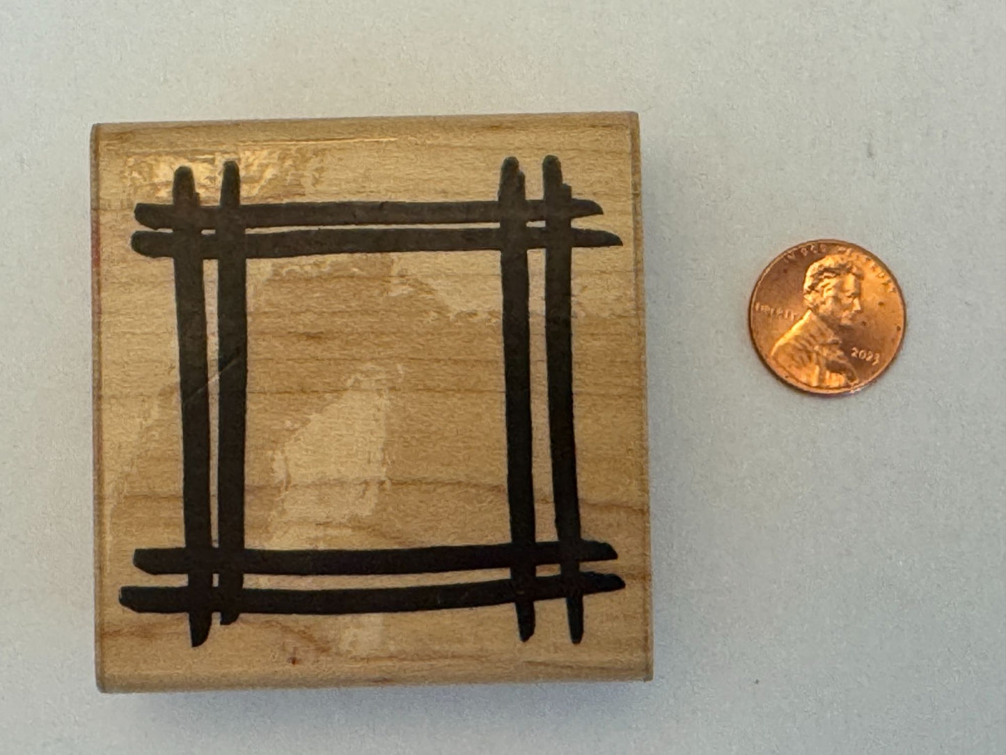 JRL Design Rubber Stamp Brushed Frame Square Lines Card Making Wood Mounted Art