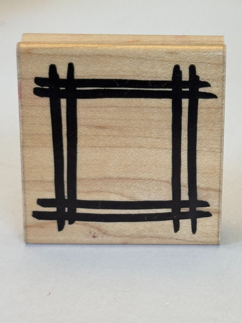 JRL Design Rubber Stamp Brushed Frame Square Lines Card Making Wood Mounted Art