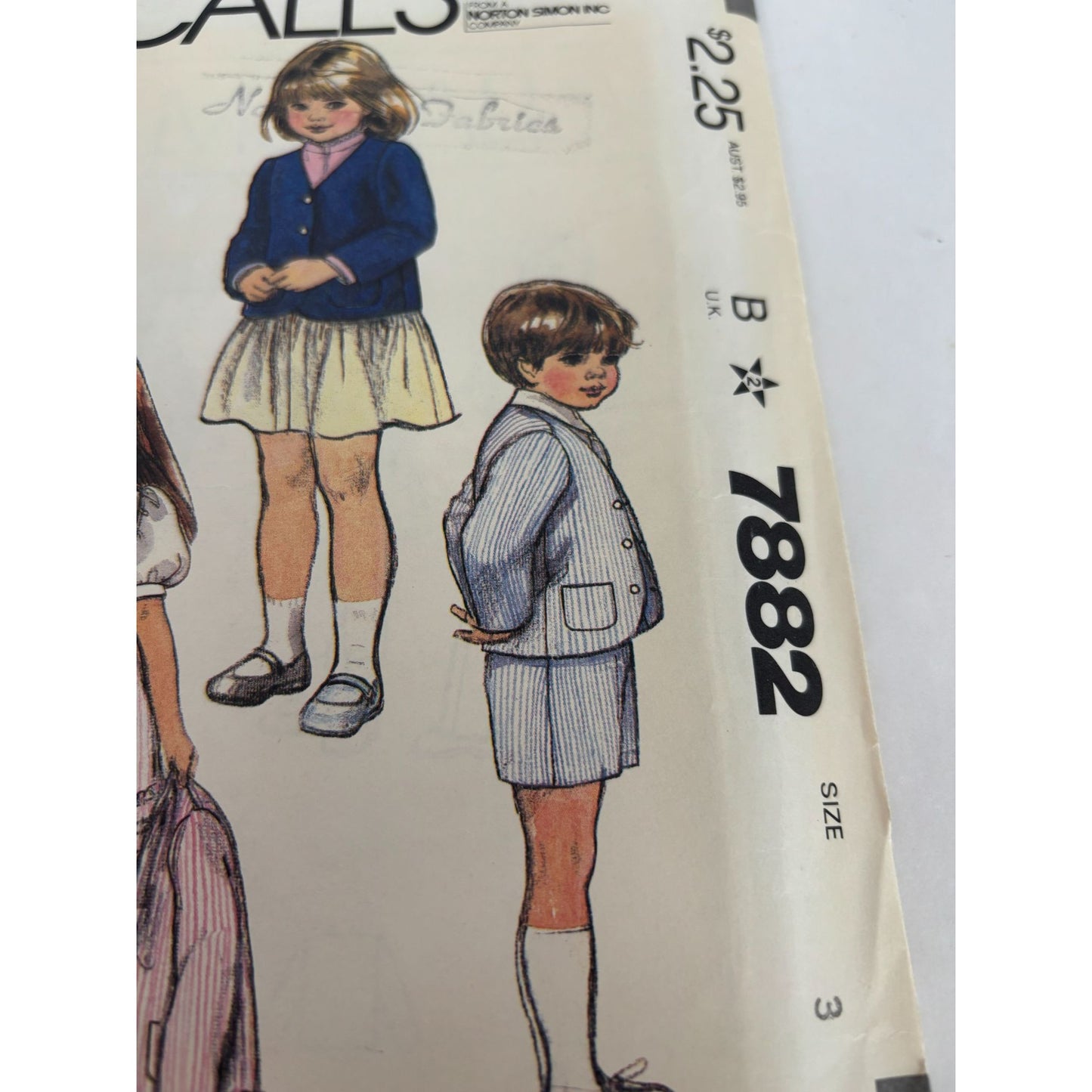 McCalls Sewing Pattern 7882 Toddler Spring Outfit Jacket Skirt Shorts 3T Uncut