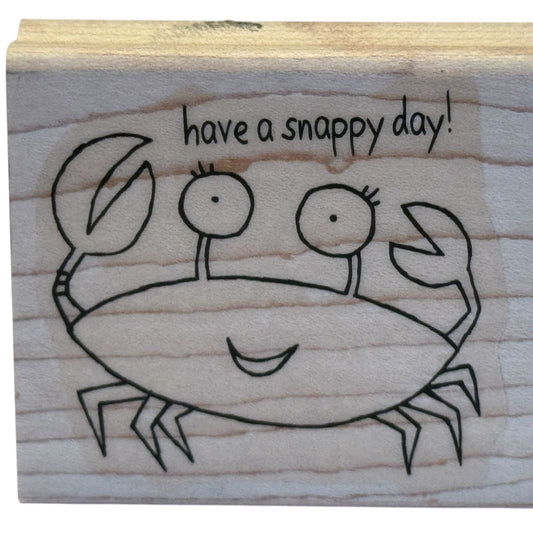 Stampin Up Rubber Stamp Crab Pun Have A Snappy Day Beach Funny Animal Cardmaking