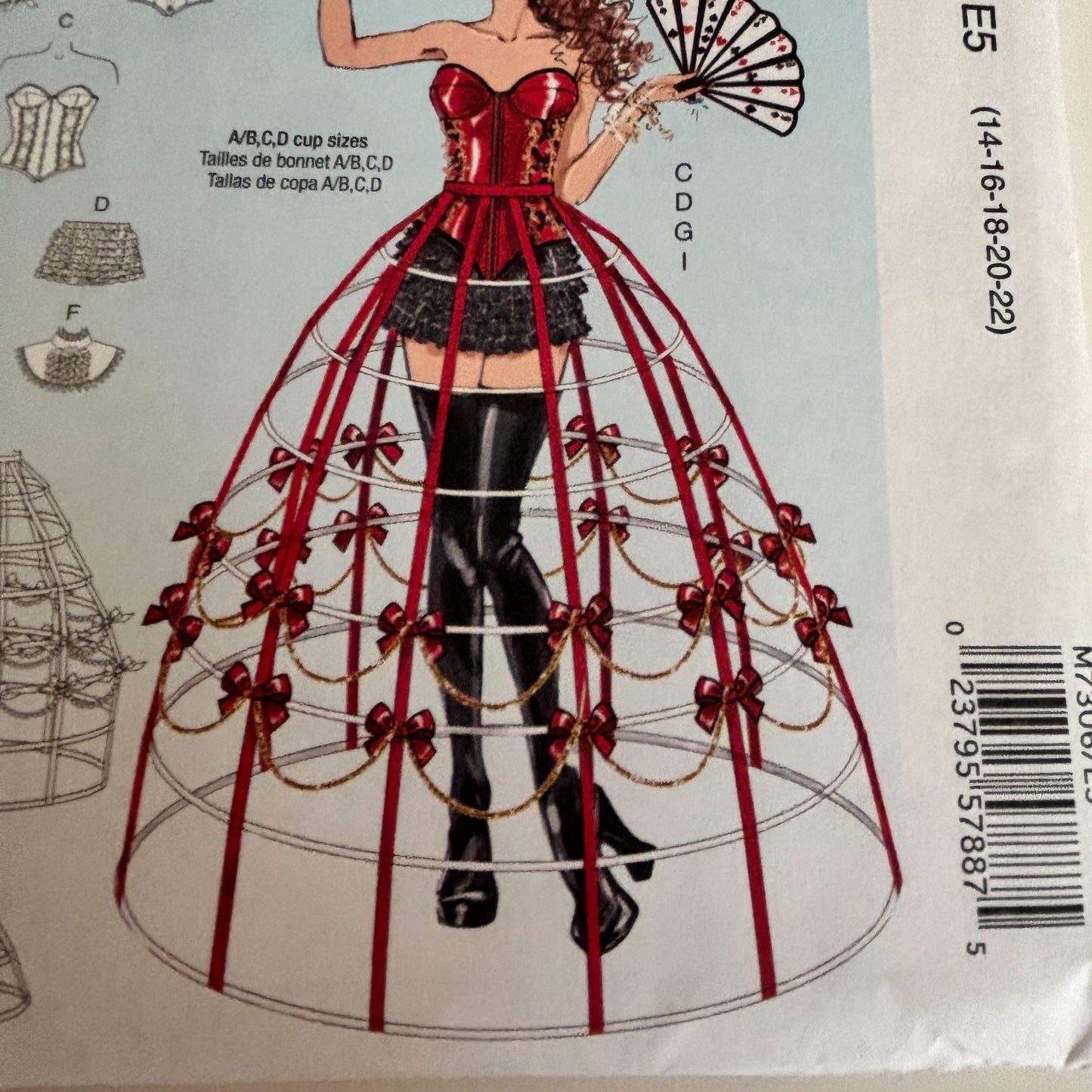 McCalls Sewing Pattern M7306 Costume Corset Hoop Skirt Victorian Fantasy 14-22 Uncut Crown