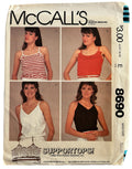 McCalls Sewing Pattern 8690 Support Tops Built in Bras V Neck Ruffles Small UC