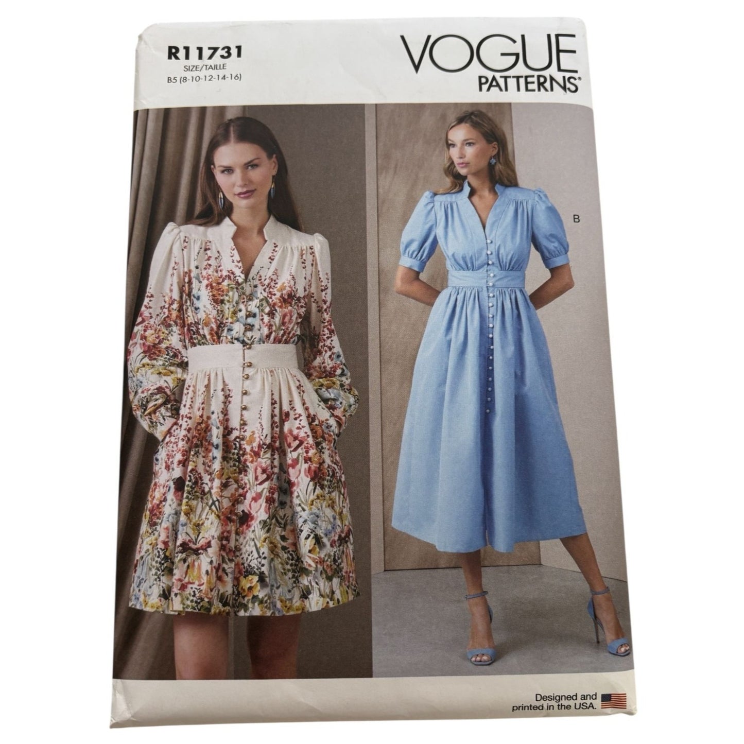 Vogue Sewing Pattern R11731 Misses Dresses Button Front Raised Waist 8-16 Uncut