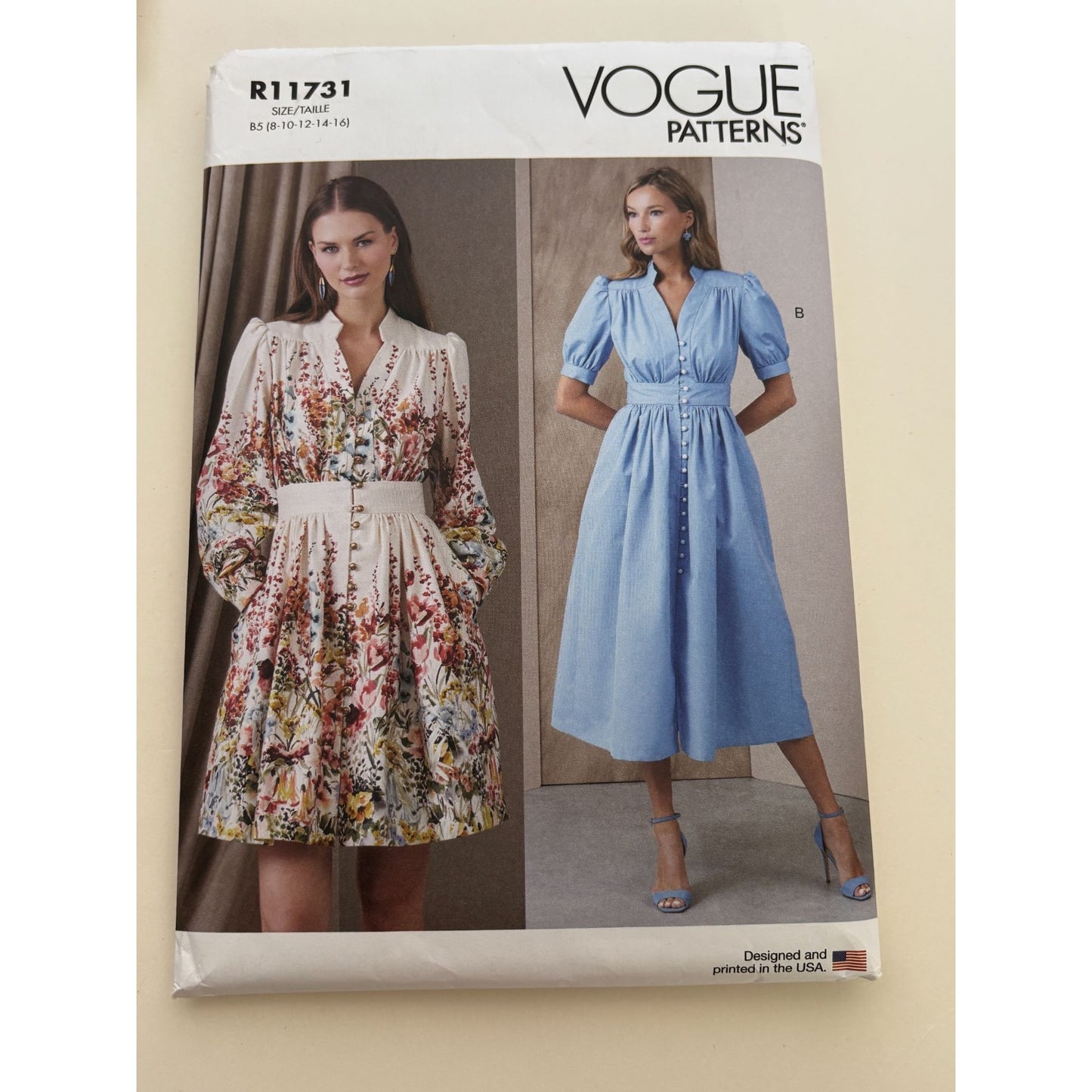 Vogue Sewing Pattern R11731 Misses Dresses Button Front Raised Waist 8-16 Uncut