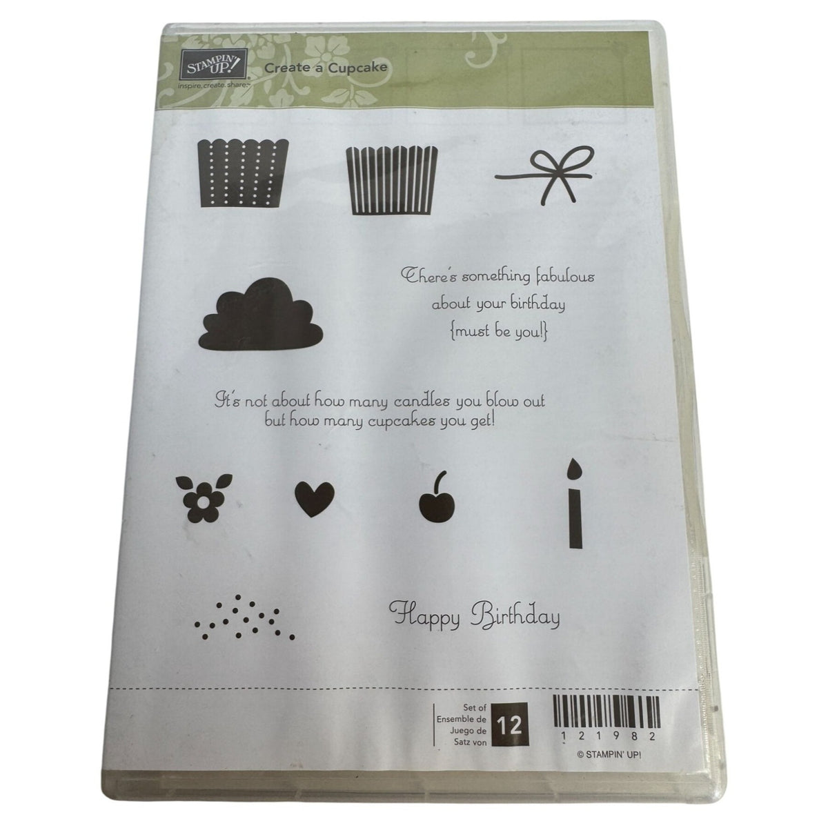 Stampin Up Clear Mount Rubber Stamp Set Create a Cupcake Happy Birthday Candle