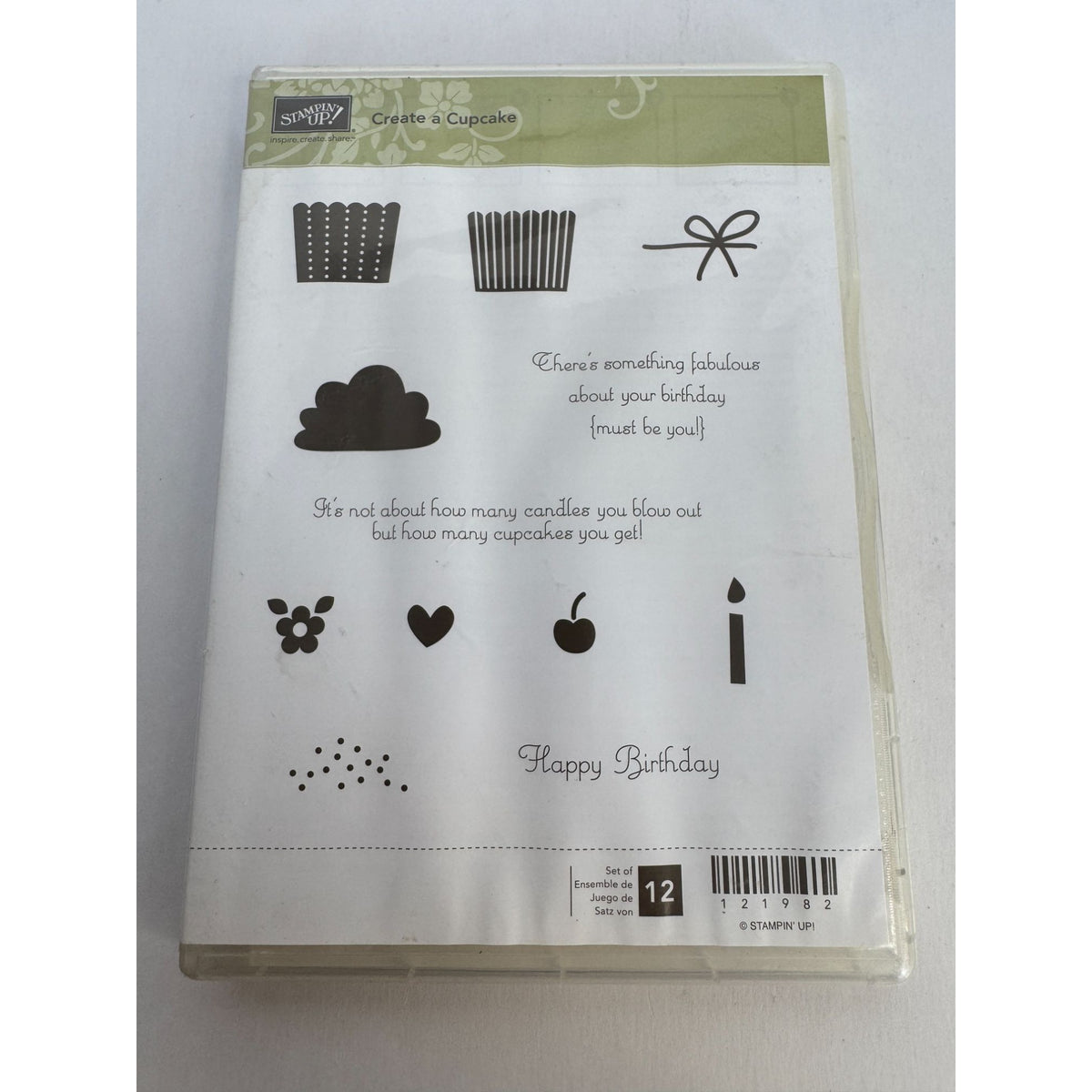 Stampin Up Clear Mount Rubber Stamp Set Create a Cupcake Happy Birthday Candle