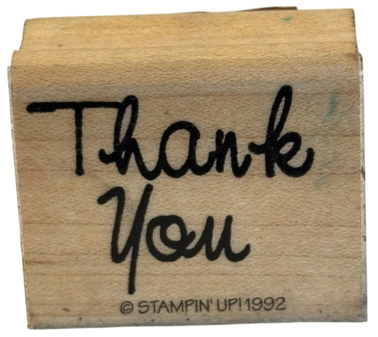 Stampin Up Rubber Stamp Thank You Words Cardmaking Sentiment Wood Mounted