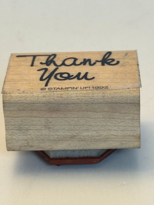 Stampin Up Rubber Stamp Thank You Words Cardmaking Sentiment Wood Mounted