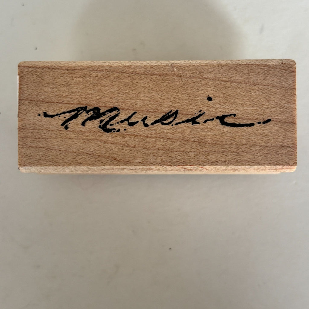 Art Impressions Rubber Stamp Music Cardmaking Word Musician Elegant Script Craft Calligraphy Scrapbooking