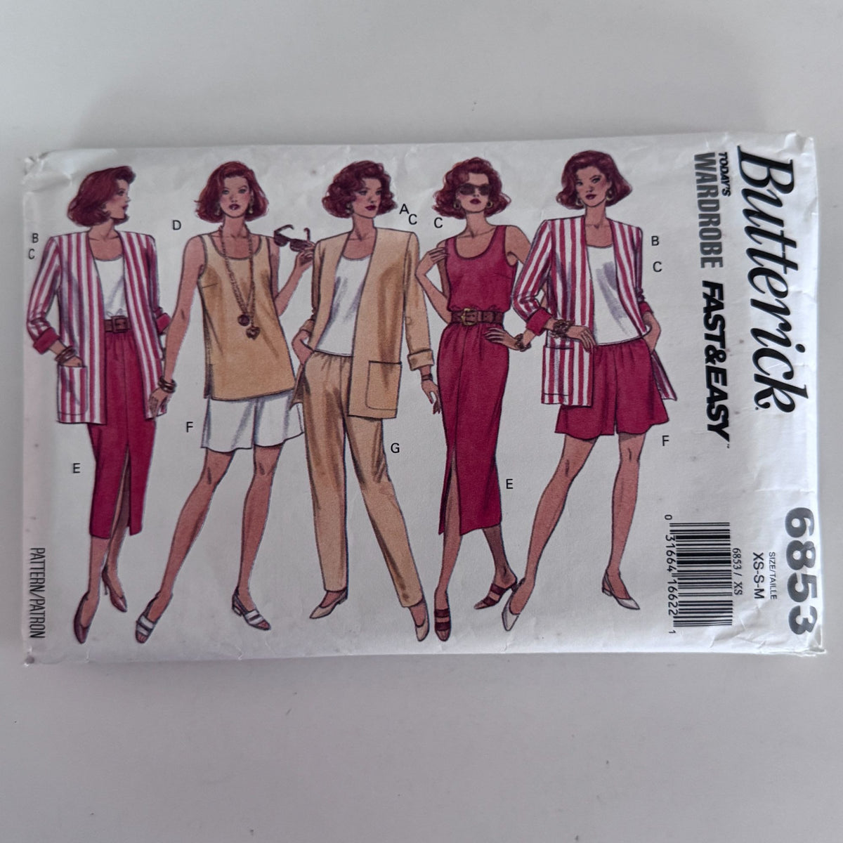 Butterick Sewing Pattern 6853 90s Mix and Match Wardrobe Jacket Top Skirt Shorts Pants Easy 6-14 Uncut