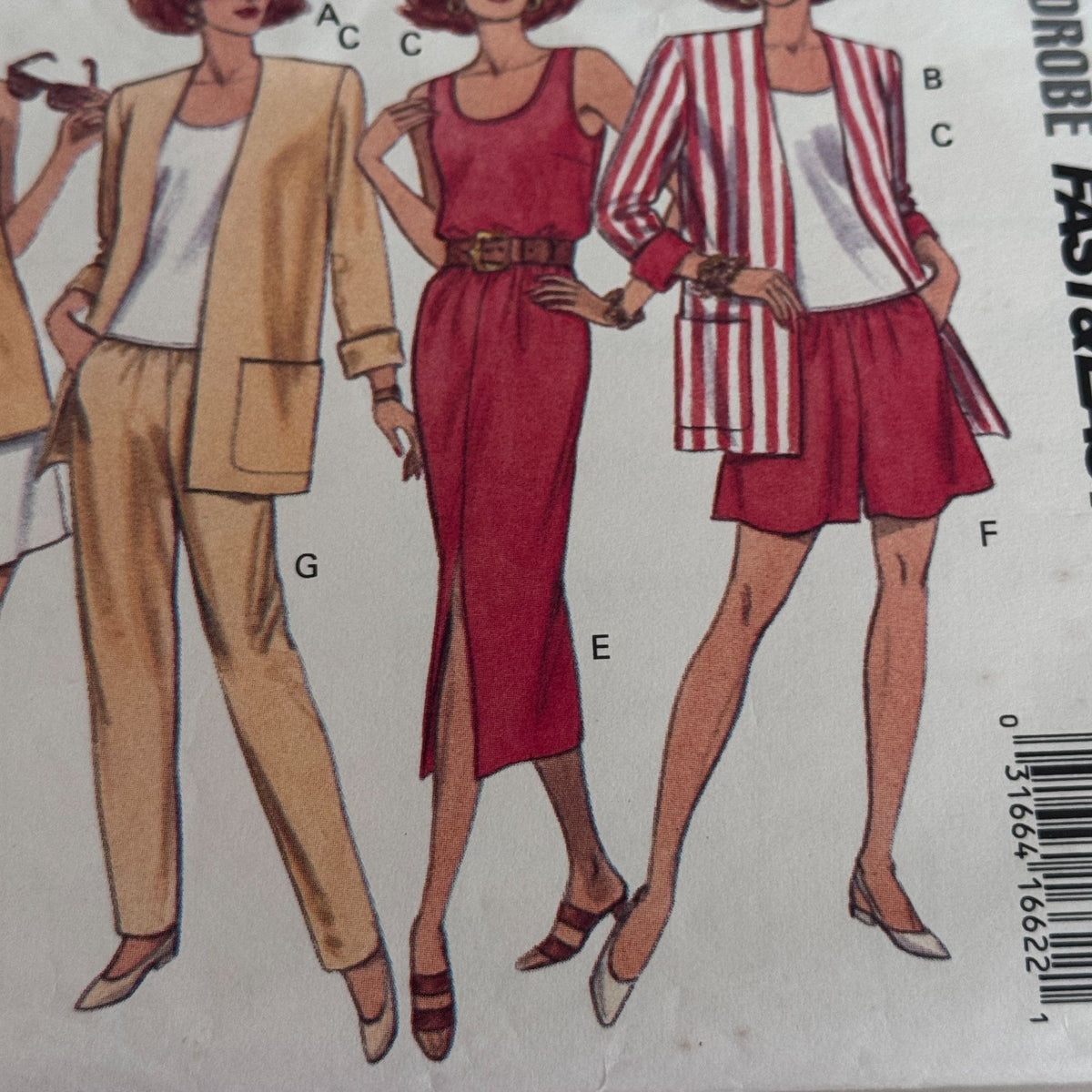 Butterick Sewing Pattern 6853 90s Mix and Match Wardrobe Jacket Top Skirt Shorts Pants Easy 6-14 Uncut
