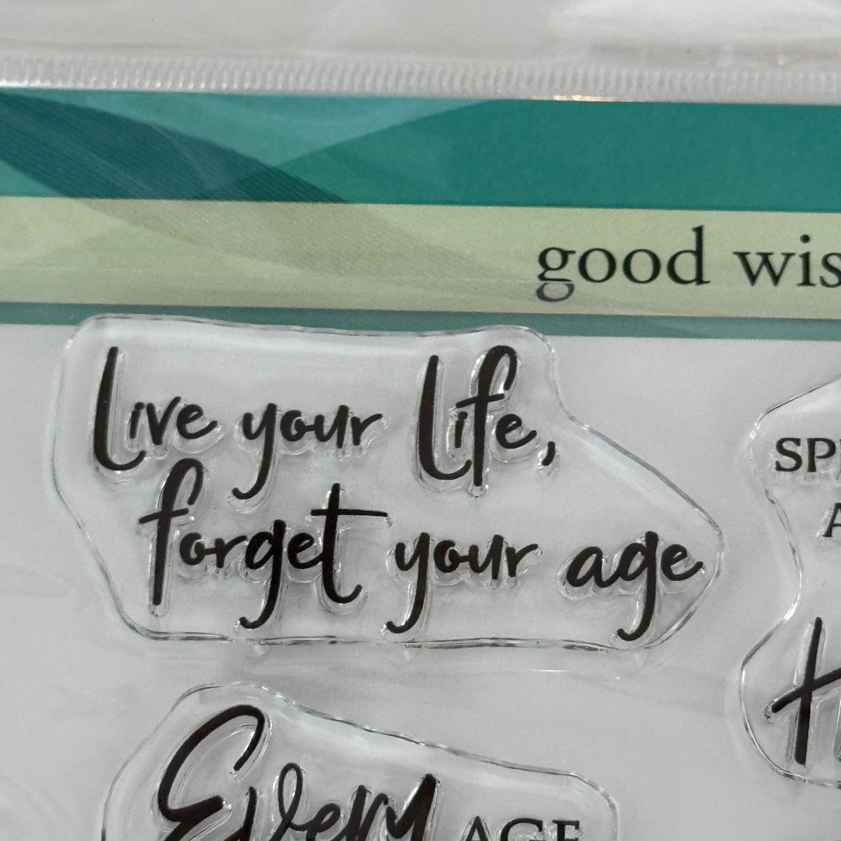 Penny Black Transparent Clear Stamps Set Good Wishes Cardmaking Words Birthday Hug Aging Sentiments