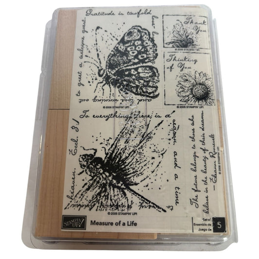 Stampin Up Rubber Stamp Set Measure of a Life Dragonfly Butterfly Bee Roosevelt