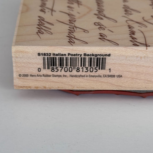 Hero Arts Rubber Stamp Italian Poetry Background Vintage Handwriting Journal Ephemera S1832