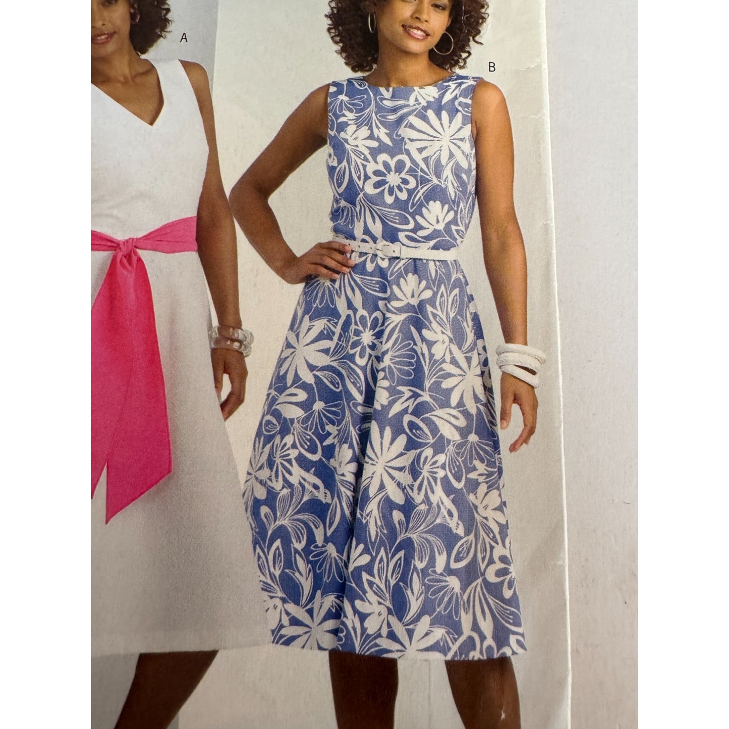 Y2K Fit and Flare Dress Sewing Pattern Butterick B4957 Sleeveless Dress Sash 2000s Retro 16-22