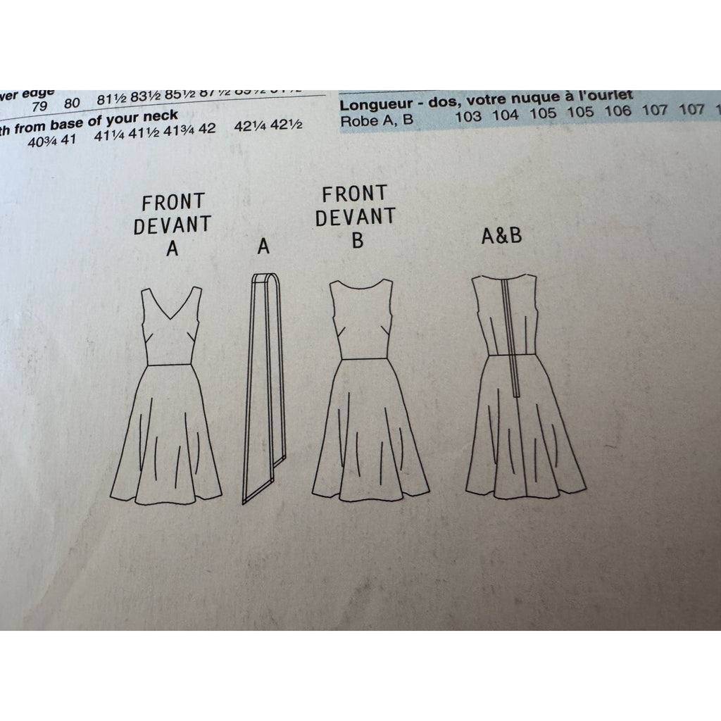 Y2K Fit and Flare Dress Sewing Pattern Butterick B4957 Sleeveless Dress Sash 2000s Retro 16-22