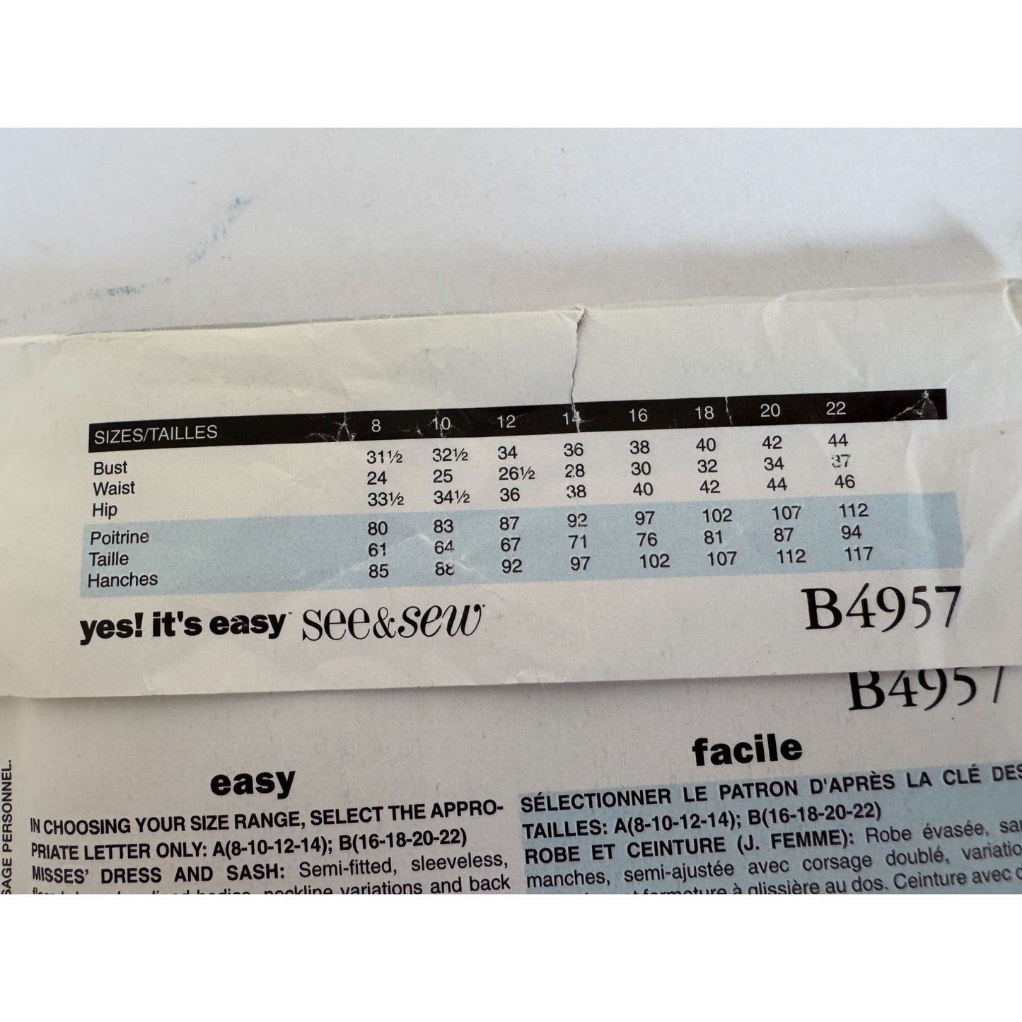 Y2K Fit and Flare Dress Sewing Pattern Butterick B4957 Sleeveless Dress Sash 2000s Retro 16-22