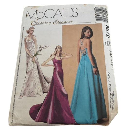 McCalls Sewing Pattern 3572 Formal Gown Evening Elegance Prom Dress 4 6 8 10 UC