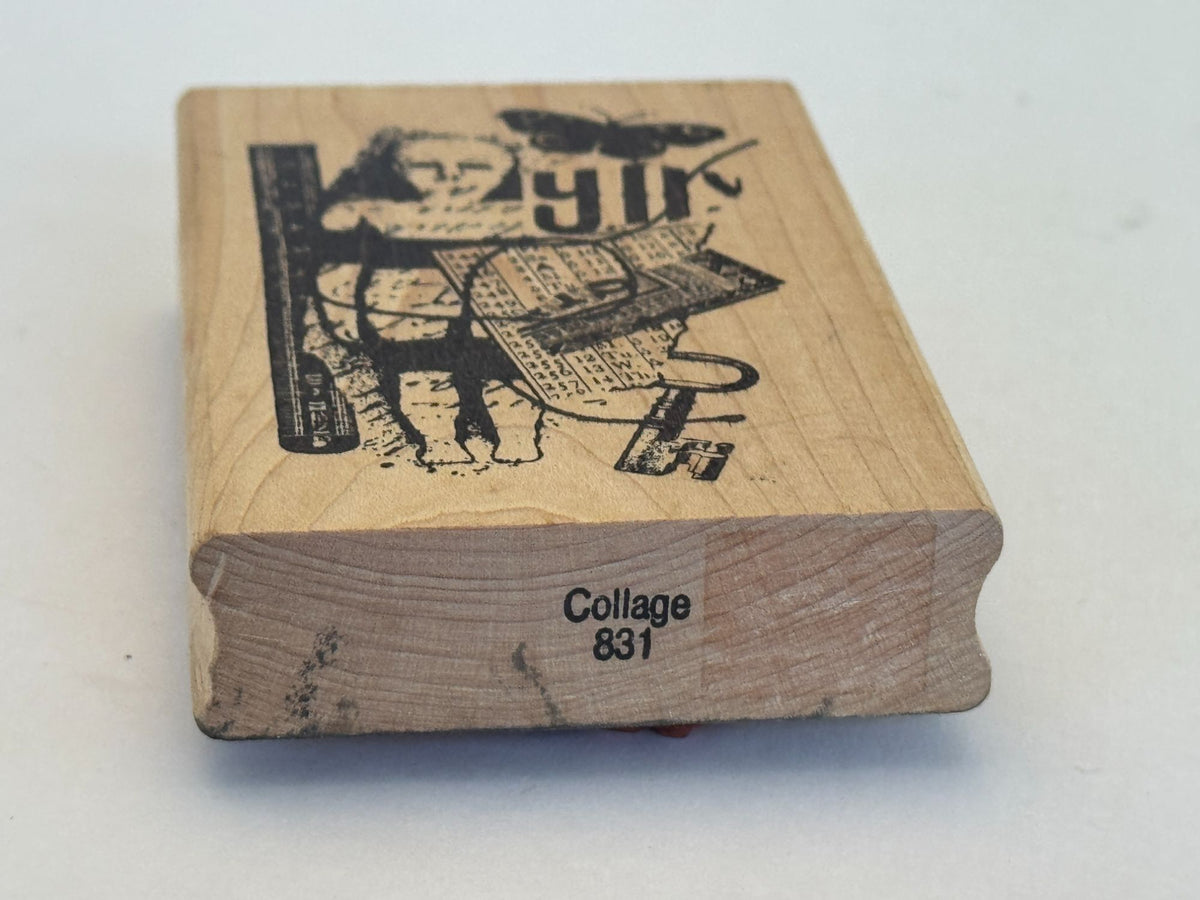 Acey Deucy Rubber Stamp Collage 831 Butterfly Girl Skeleton Key Steampunk Craft