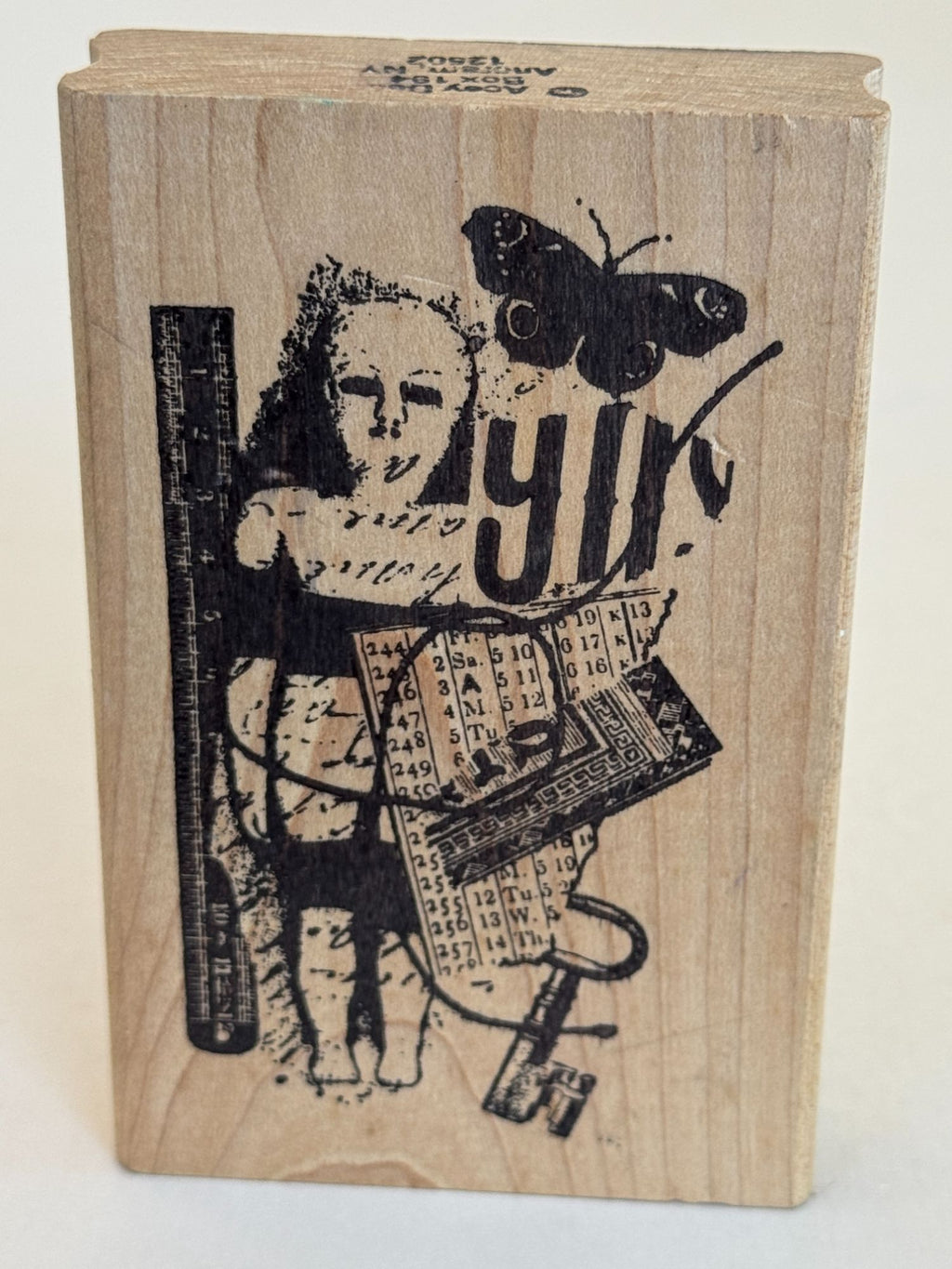 Acey Deucy Rubber Stamp Collage 831 Butterfly Girl Skeleton Key Steampunk Craft