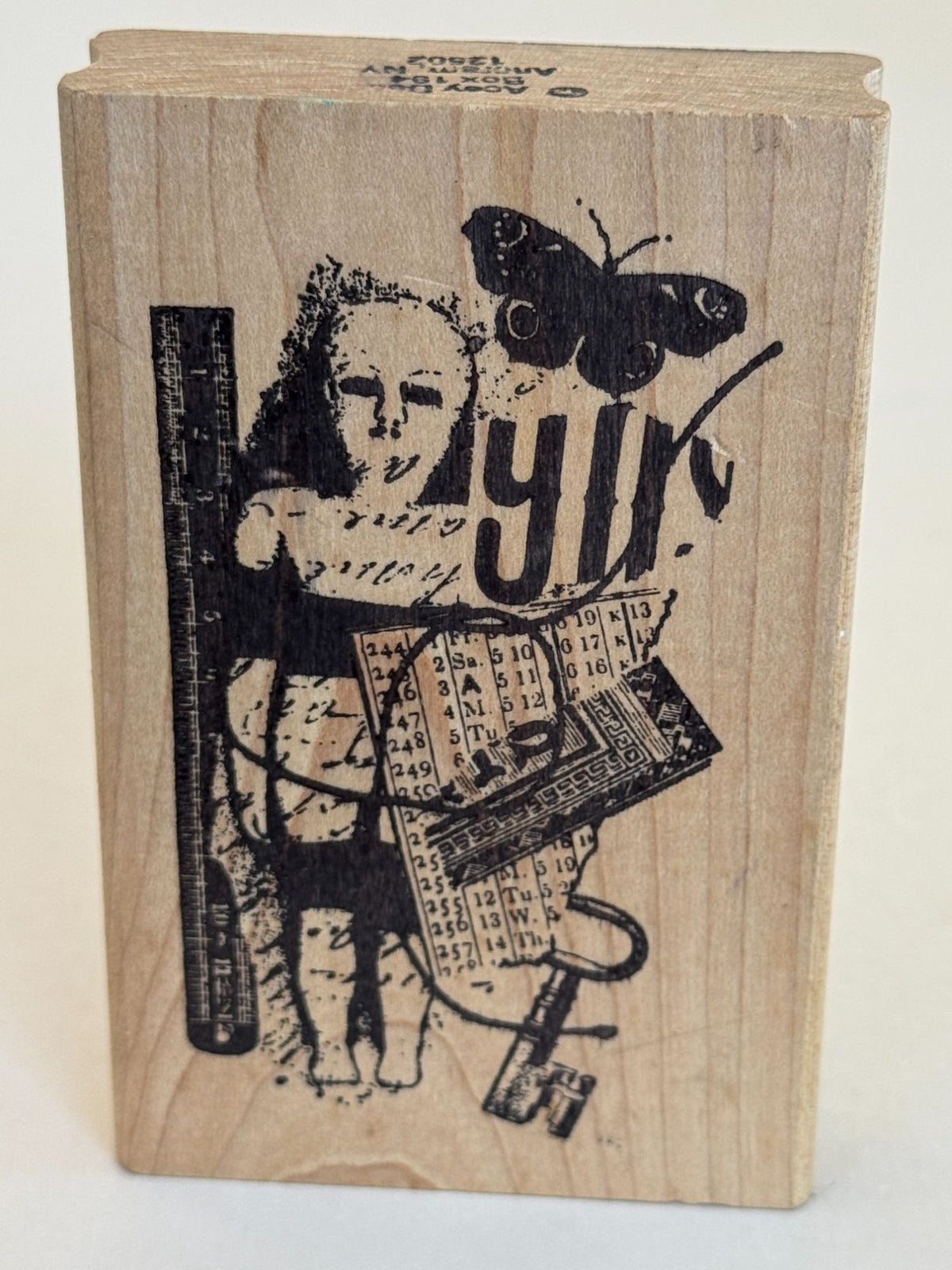 Acey Deucy Rubber Stamp Collage 831 Butterfly Girl Skeleton Key Steampunk Craft