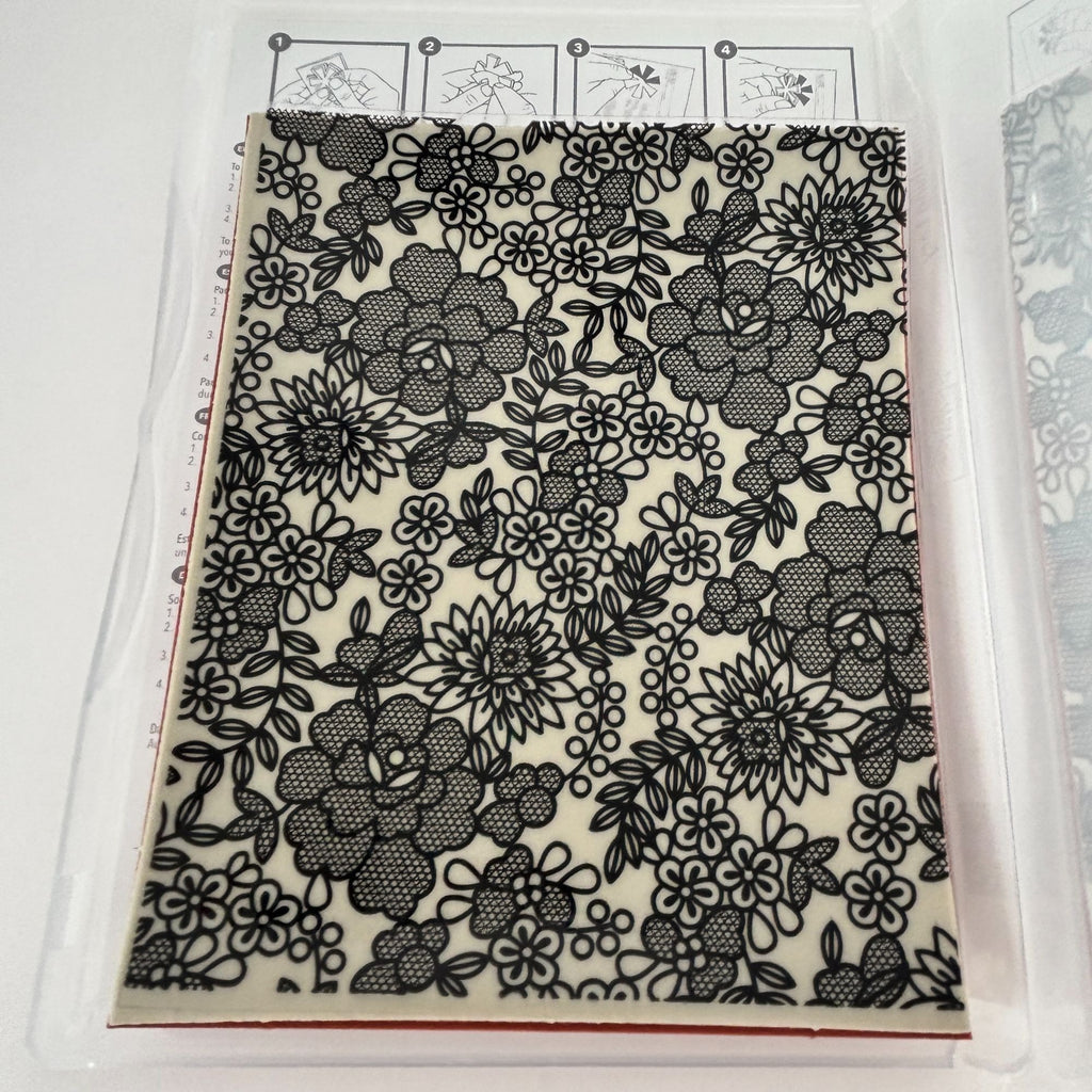 Stampin Up Clear Mount Rubber Stamps Set Something Lacy Floral Background Flower