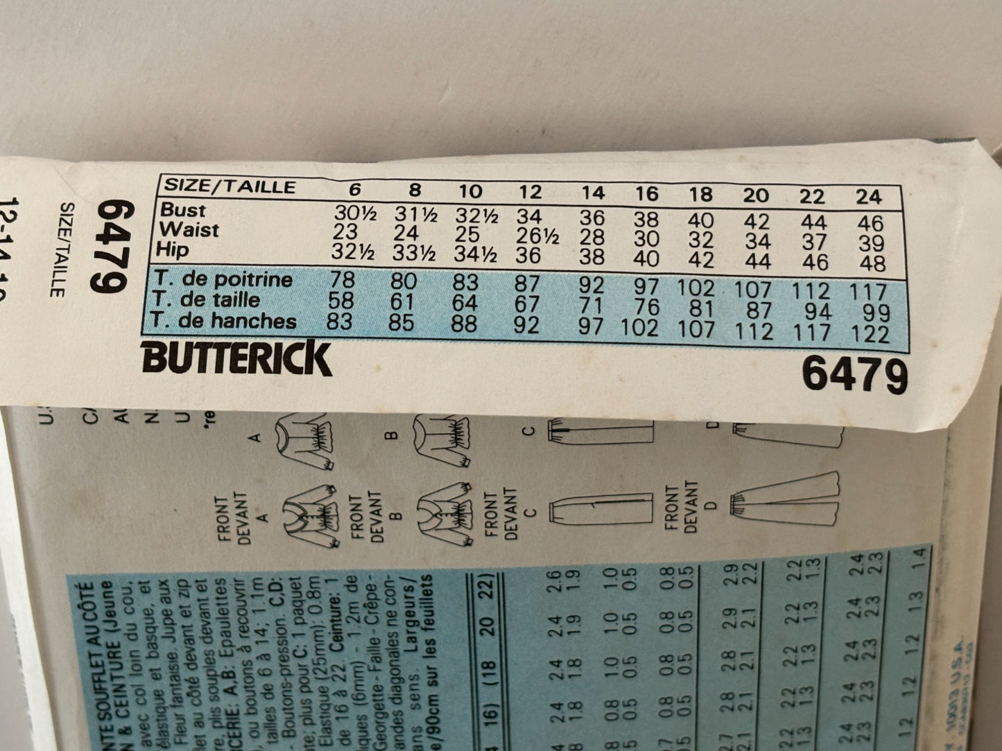 Butterick Sewing Pattern 6479 90s Wide Leg Pants Power Blouse Outfit 12 14 16 UC