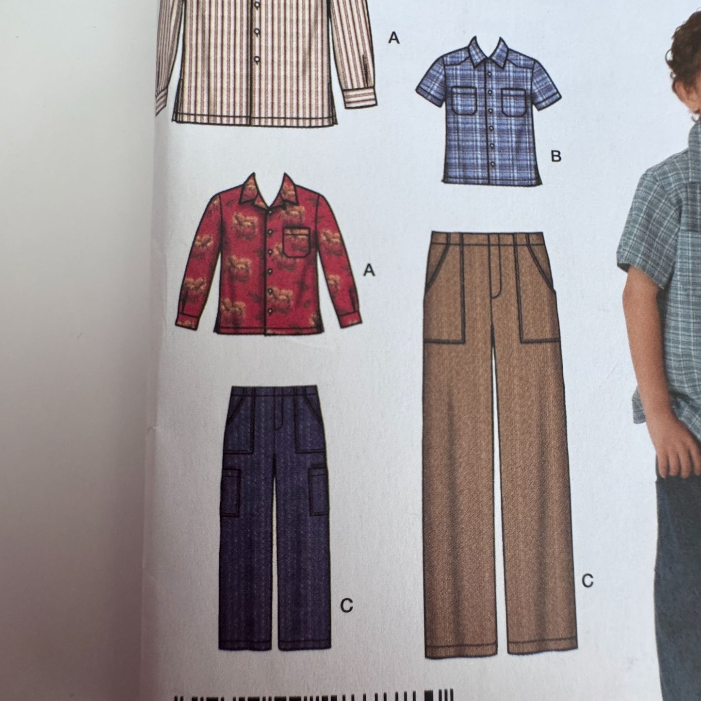 Simplicity Sewing Pattern 4760 Boys Mens Shirt Pants Father Son Casual Uncut Button Up
