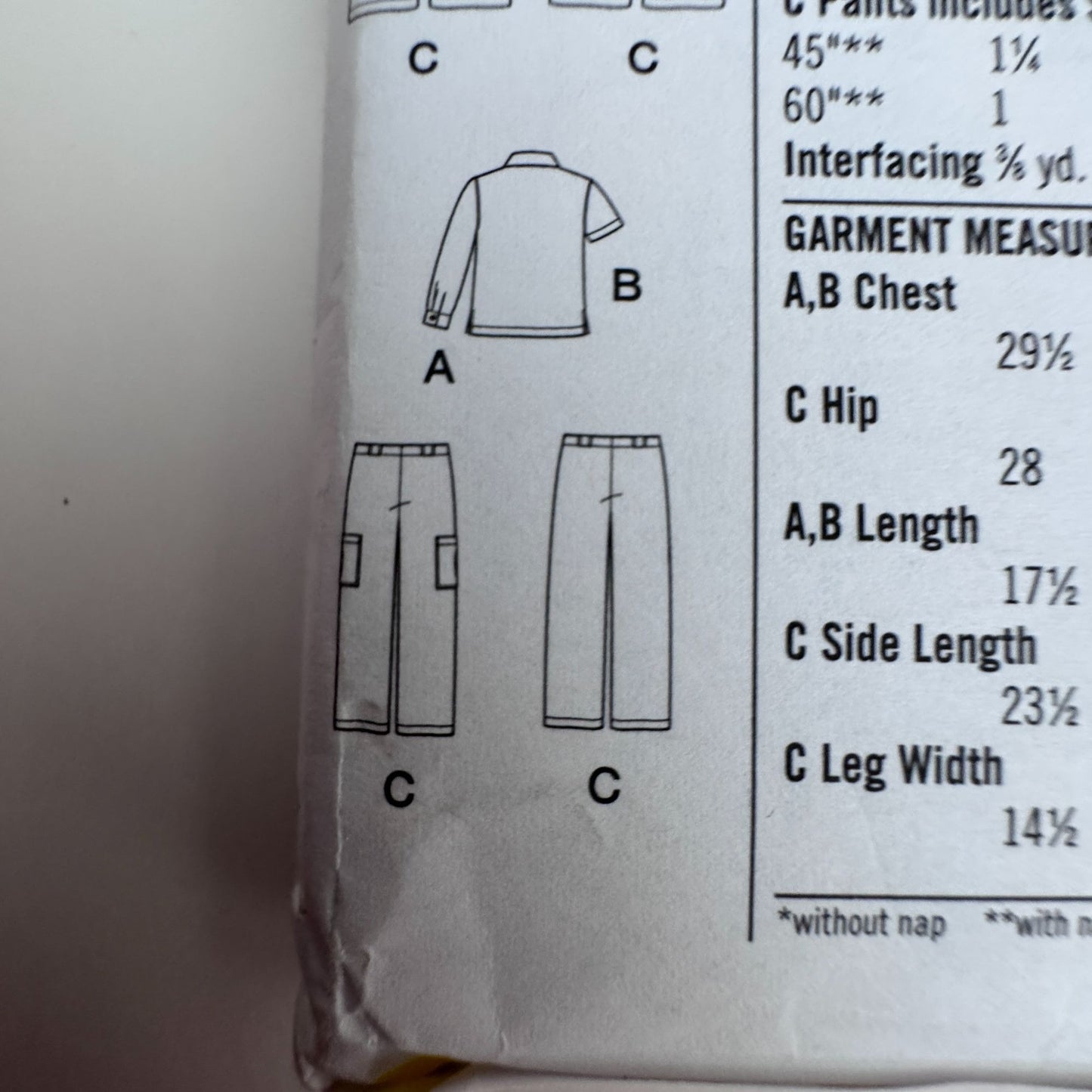 Simplicity Sewing Pattern 4760 Boys Mens Shirt Pants Father Son Casual Uncut Button Up