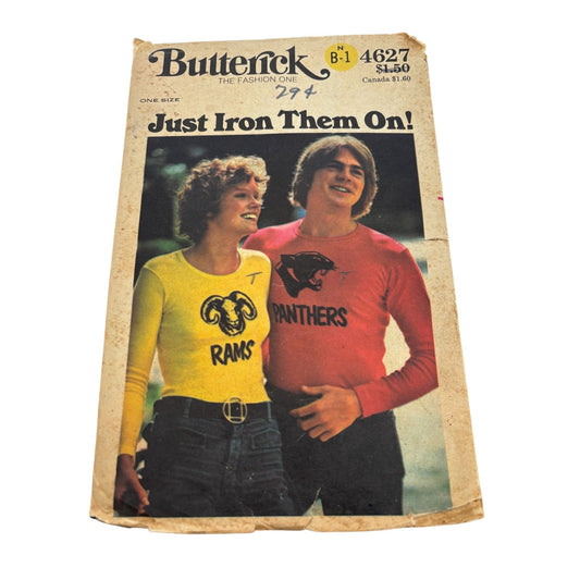Butterick 4627 Vintage Hot Iron Transfers Sports Teams Mascots Animal Eagles Cut
