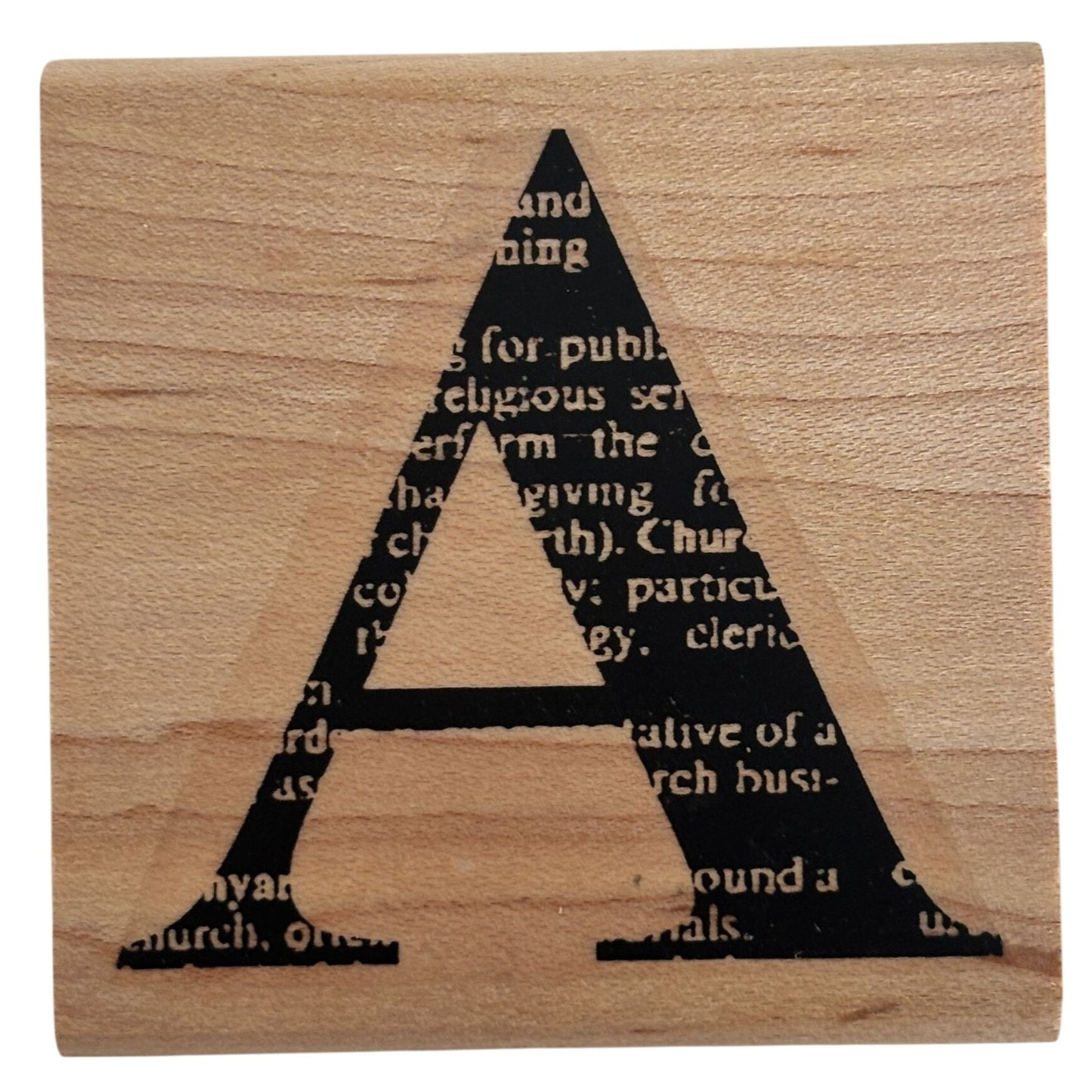 Limited Edition Rubber Stamp Block Letter A Text Background Collage Mixed Media Cardmaking Craft