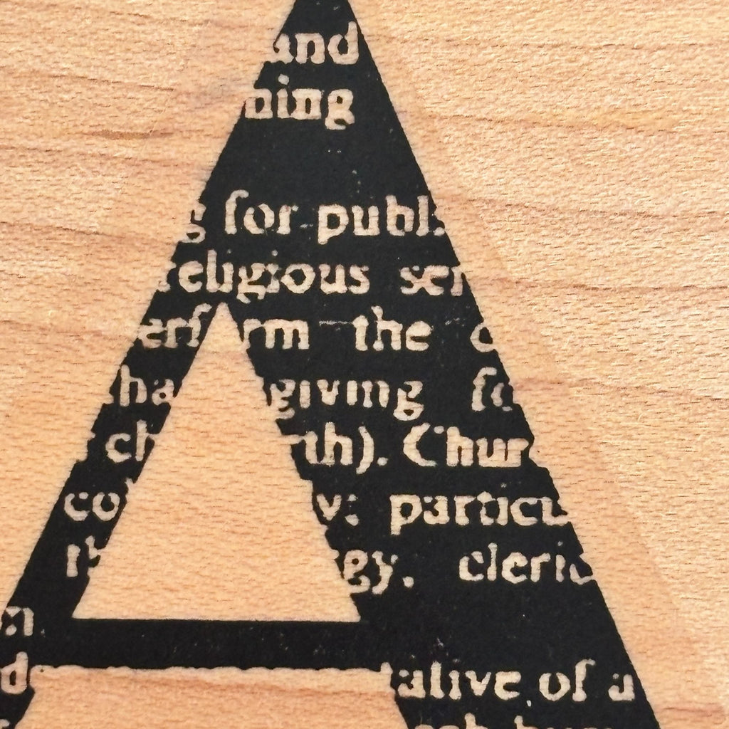 Limited Edition Rubber Stamp Block Letter A Text Background Collage Mixed Media Cardmaking Craft